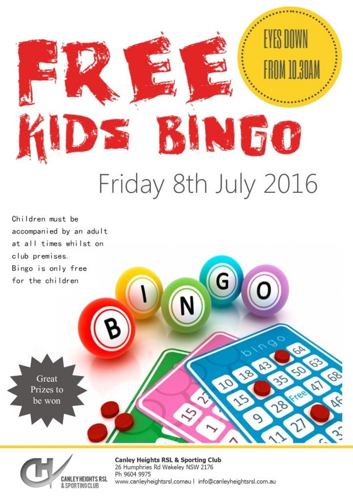 Kids Bingo July 2016